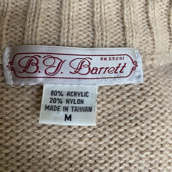 Vintage BJ Barrett Cable Knit Sweater Vest Tan Golf Old Money Academia Grandpa-M - Picture 8 of 9